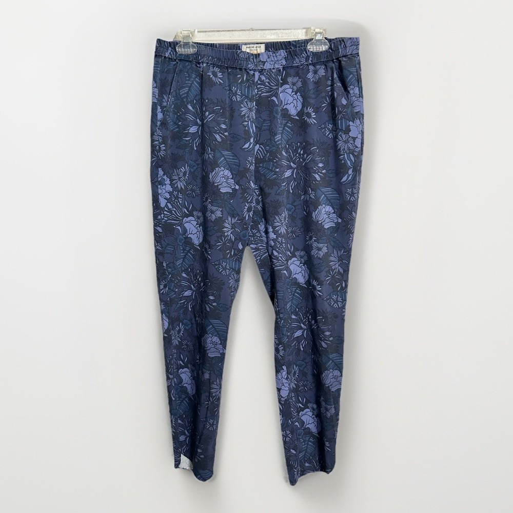 Marine Layer Pants Womens Size L Blue Floral Print Re-Spun Allison Curved Ankle
